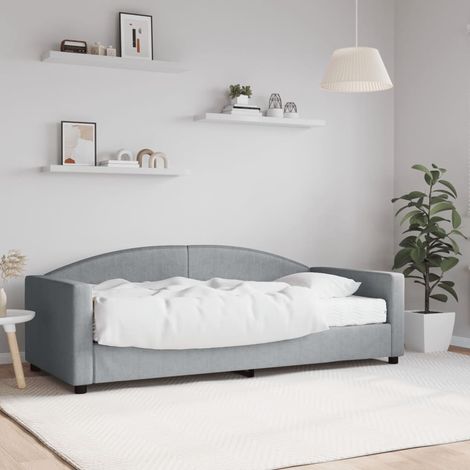 Tagesbett mit Matratze Hellgrau 90x190 cm Stoff vidaXL