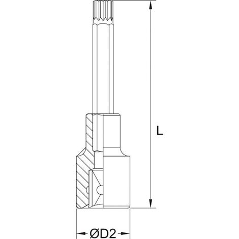 Cle a douille avec insert long xzn m8 1/2