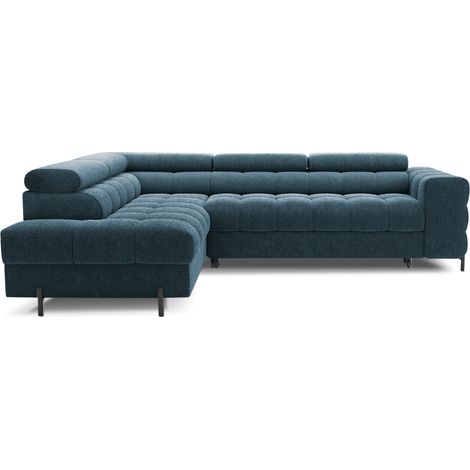 Canapé convertible Bleu foncé FERRUM 5 places angle gauche mousse HR 276x93x200cm (1/5)