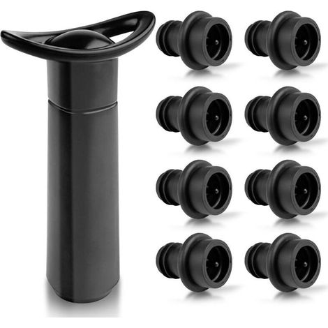 Pompe à vide avec 8 bouchons de bouteille, pompe à vide manuelle, distributeur de vin, accessoire pour le vin, pour l'élimination de l'air et la conservation du vin (1/4)