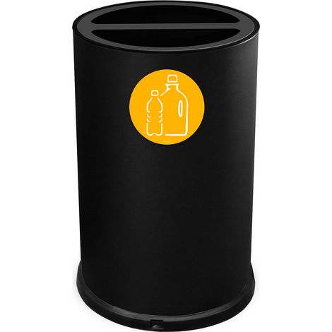 Pattumiera Per Raccolta Differenziata Ø45xh72 cm In Acciaio Verniciato 2 Scomparti Nero (1/2)