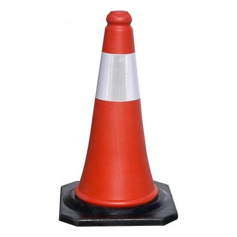 Cône de signalisation de base en caoutchouc 75 cm. réfléchissant (1/2)