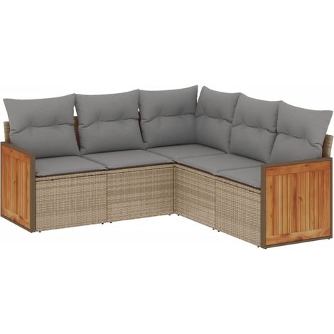 Maison Exclusive - 5-tlg. Garten-Sofagarnitur mit Kissen Beige Po