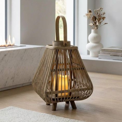 Small Natural Bamboo LED Lantern (1/2)