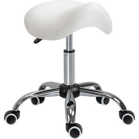 Sgabello per Estetista Parrucchiere Salone Seduta Sella Crema 52×53×49-61 cm (1/5)