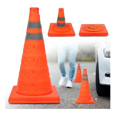 Traffic Safety Cones Foldable 45cm Multipurpose Pop Up Cones, Orange Traffic Cone with Reflective Circles for Road Parking (Orange) (1/5)