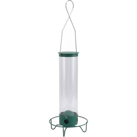 Mangeoire anti-écureuils pour oiseaux sauvages, grande capacité, 4 trous, portable, à suspendre, facile à remplir, résistante aux intempéries. (1/5)