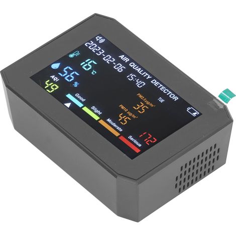 Détecteur de qualité de l'air CO2 PM2.5 PM10 HCHO TVOC température humidité écran LCD testeur d'air multifonction (1/5)