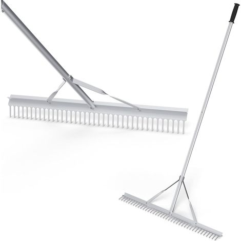 COSTWAY Rastrello per Paesaggio, Rastrello in Alluminio con Testa del Rastrello Larga 91 cm, 36 Denti, Manico Lungo 174 cm, per Allentare il Terreno, Cura del Prato, Cura del Lago Stagno Spiaggi (1/5)