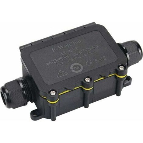 Enowelir 1 Pièce Boîte de Jonction Etanche IP68, Boîte de Dérivation 2 Voies Connecteurs Boîtier Éectrique Extérieur Facile à Installer pour Ø 5-12mm Diamètre du Câble, Noir (1/4)