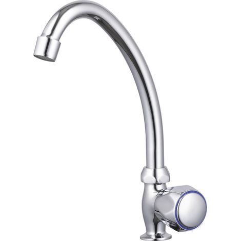 Eurosanit – Robinet de lave-mains BOURGET chromé – Tête de robinet avec bec haut mobile – Arrivée mâle 15x21 (1/2") – Pour eau froide uniquement (1/5)