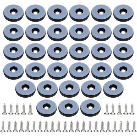 QORVA-32 Pièces Patins pour Meuble Téflon Ø 22 mm (Rond) Planeur de Meubles avec 32 Morceaux de vis en Acier Inoxydable Patins pour Meubles/Planeur (Teflon) (1/5)