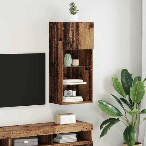 vidaXL Wall-mounted TV Cabinet with LED Old Wood 40.5 x 30 x 90 cm