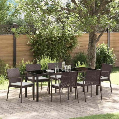 Garten Essgruppe 7 pcs Braun und Schwarz PE-Rattan