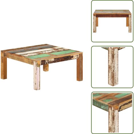 Table basse 80x80x40 cm Bois de récupération massif - Table Basse - Meuble Rustique - Table En Bois - Table D'appoint - Mobilier Vintage (1/5)