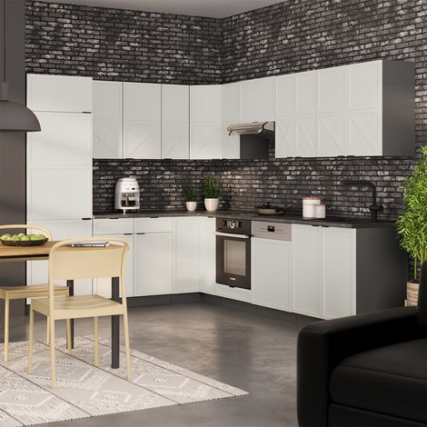 Cuisine en angle Fame-Line, GrisBeige/Anthracite, 227 x 287 cm , PT Chêne, Vicco