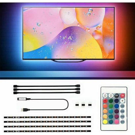 Lablanc – 5050 RGB + 6000K Weiß LED-Streifen – 2 m mit 72 LEDs – USB-Stromversorgung – Hintergrundbeleuchtung für 40-60 Zoll Fernseher (1/5)