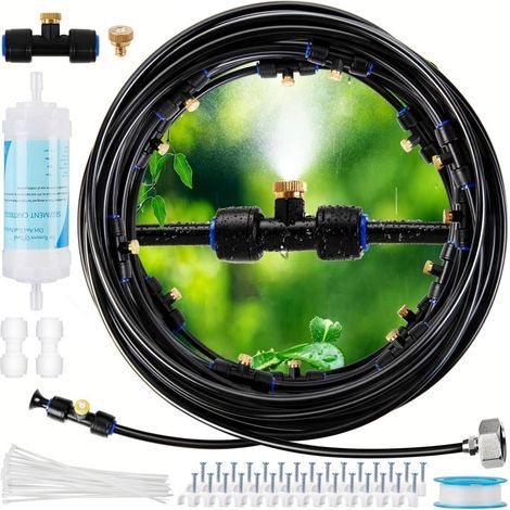 10-m-Außennebelsystem mit Wasserfilter – Niederdruck-Nebelsystem – Kühlung für Garten, Terrasse, Balkon und Gewächshaus (1/5)
