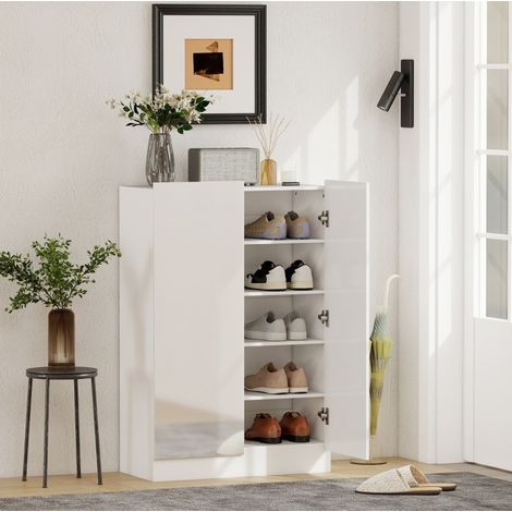 Schuhschrank 72/34,5/103 cm Weiß, 5 Ebenen mit Soft-Close-Scharnieren (1/5)