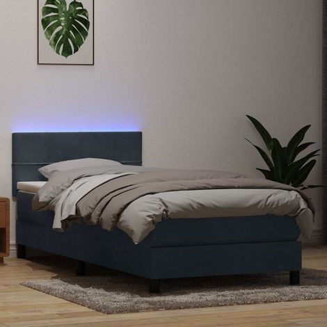 Boxspringbett mit Matratze & LED Dunkelgrau 80x220 cm Samt