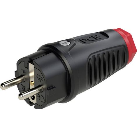 Spina portatile PCE 1F Z/U 230V IP54 in gomma piena UNI-schuko nera 0522-SR (1/3)