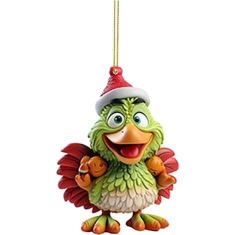 Pendentif Coq De Noël - Décoration Arbre De Noël En Acrylique - Ornement Festif Intérieur Et Extérieur - Lot De 1 (1/4)