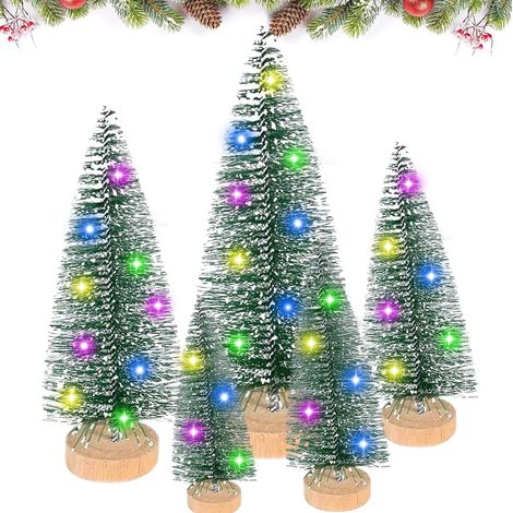 Lot de 5 petits sapins de Noël artificiels avec éclairage - Petit sapin de Noël artificiel - Décoration de Noël - Petits arbres de Noël (1/5)