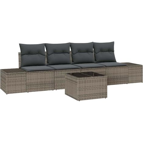 Maison Exclusive - Set Divano da Giardino con cuscino 5 pcs Grigio polyrattan