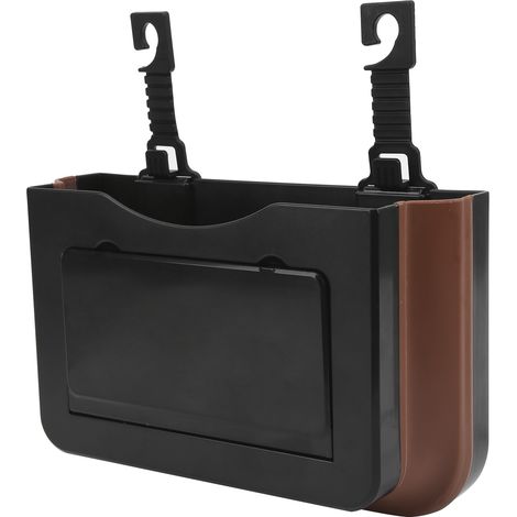 Hängender Auto-Organizer mit klappbarer Rückenlehne zur Aufbewahrung von Getränken, Handy und Dokumenten, schwarz und braun (1/5)