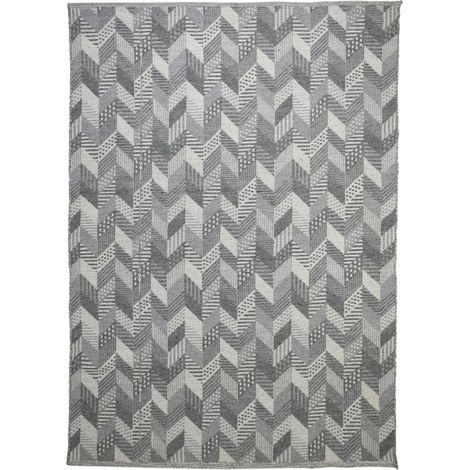 Tapis kilim fait à la main en coton 140x200 gris rectangle motif géométrique