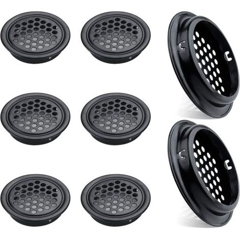Lntyq Lot de 8 Grilles d'aération Rondes en Acier Inoxydable pour Cuisine Meubles Bouche aération INOX(53mm Noir) (1/5)
