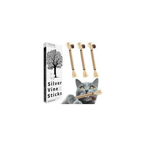 3er-Pack Silvervine Sticks Katzenspielzeug, 100 % natürliches Kauspielzeug für Kätzchen, Katzenminze-Spielzeug für Kätzchen und Katzen, von Katzen empfohlenes Geschenk, schützt Möbel – Crezuo