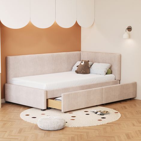 MEUBLIV Bettgestell 90x200 cm Beige – mit Stauraum und Lattenrost, ohne Matratze (1/5)