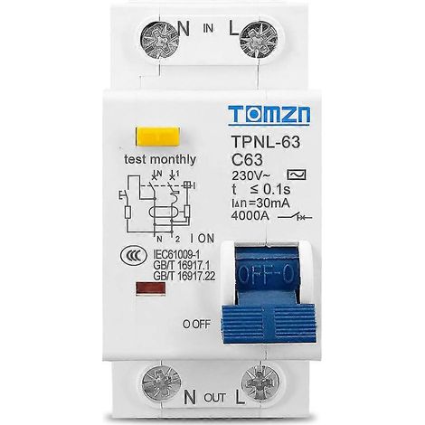 Tomzn TPNL Dpnl 230V 1p+n Fehlerstromschutzschalter mit Zusatz- und Kurzstromschutz R (1/5)