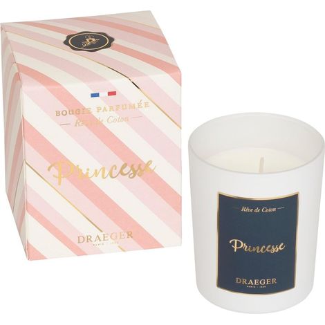 Bougie Cadeau blanche Parfumée Rêve de coton "Princesse" Idée cadeau Copine, Friendship, Amie, Amitié Pot en verre Made in France 100% Cire Végétale 40h de combustion