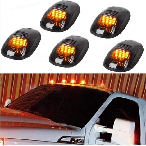Pacchetto 5 LED impermeabili per auto e camion, luci da tetto in ambra e lente fumé nero (1/3)