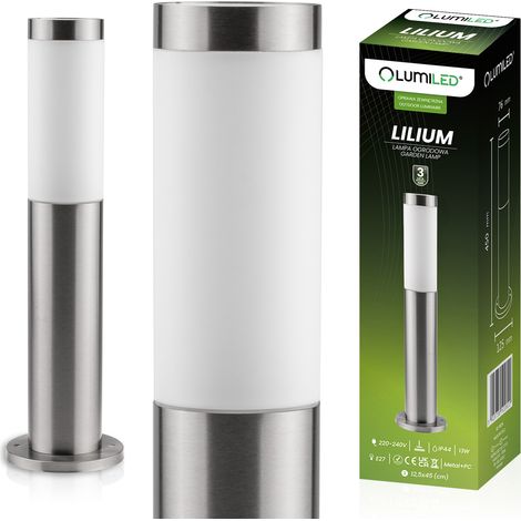 Lampada da giardino per esterni E27 INOX POST 45cm Lilium LUMILED (1/5)