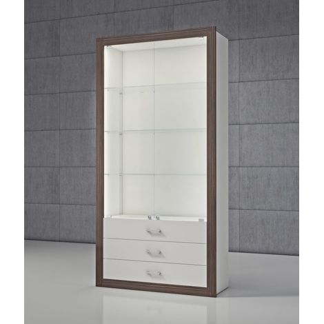 Vetrina in cristalli temperati con mobile con cassetti 100 x 40 x 210 cm QF/SC (1/2)