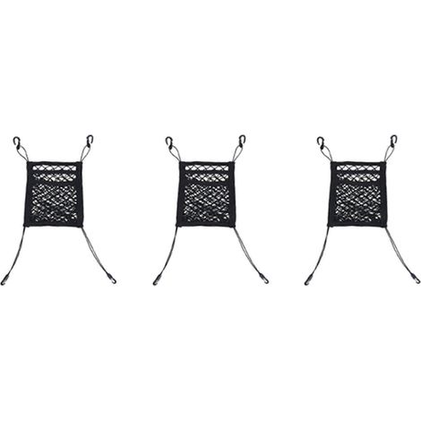 Organisateur de voiture en filet à 3 couches (3 pièces), sac filet extensible pour dossier de siège, barrière de sécurité pour animaux et enfants à l'arrière, porte-mouchoirs en papier pour le coffre (1/5)