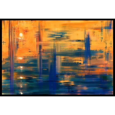 Affiche encadrée peinture abstraite orange et bleu (1/5)