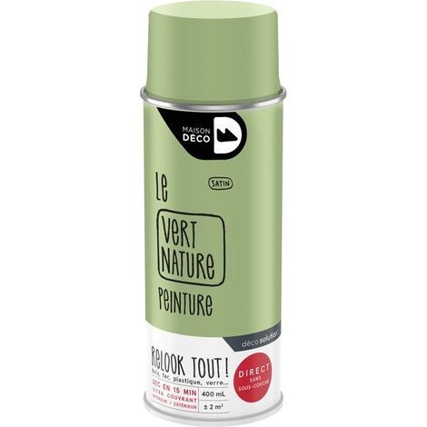 Peinture aérosol Relook tout MAISON DECO vert nature satiné 400 ml (1/3)