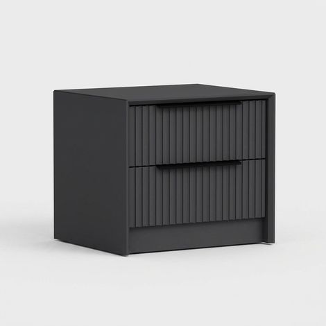 Mesita de noche moderna de 2 cajones en melamina Kale Luxe Soft (1/3)