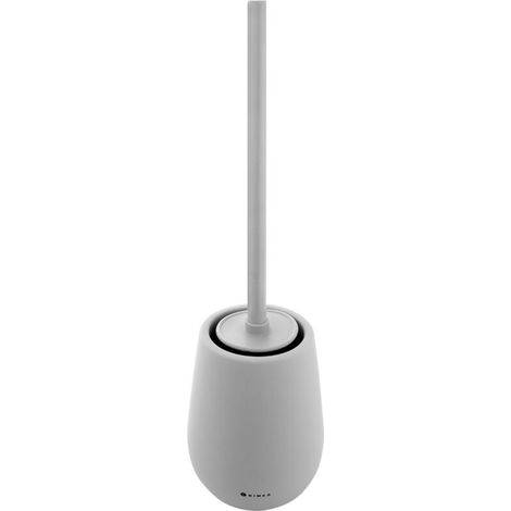 Brosse de toilette avec récipient en céramique gris clair, modèle TA 3194-04, accessoire de salle de bain pratique et élégant pour fixation ou pose sur surface (1/2)