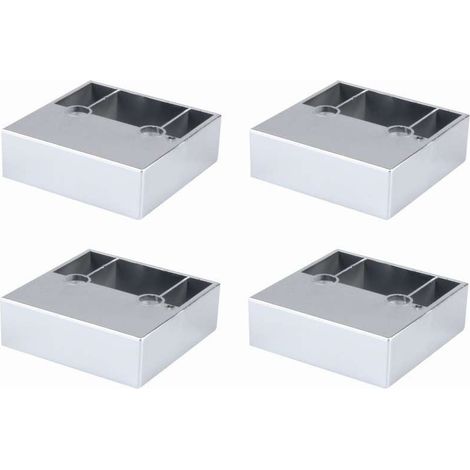 Cyclingcolors – Lot de 4 pieds de meuble carrés 60 x 60 x 20mm – Plastique durci haute résistance – Finition chrome brillant – Fixation à vis (1/2)