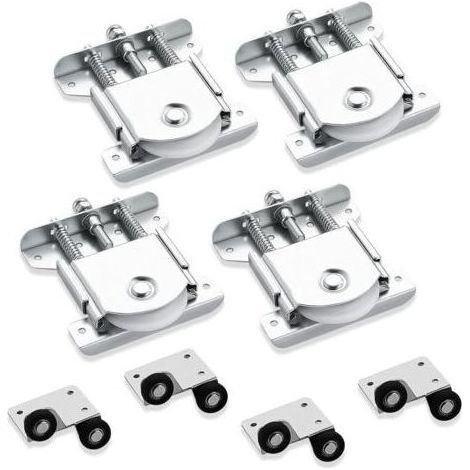Lot de 4 roulettes pour meubles et armoires - Galvanisées avec double ressort - Roulettes silencieuses pour portes coulissantes et rails de porte coulissante (1/4)