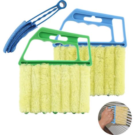 2 pièces outil de nettoyage pour fenêtre vénitien 7 doigts et 1 brosse dépoussiérante pour store vénitien (1/5)