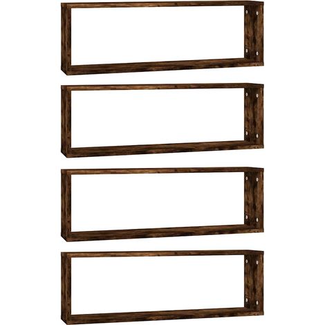 Mensole Muro Scaffale da parete Ripiano a Parete Cubo 4 Rovere Fumo 80x15x26,5cm Legno Multistrato (1/5)