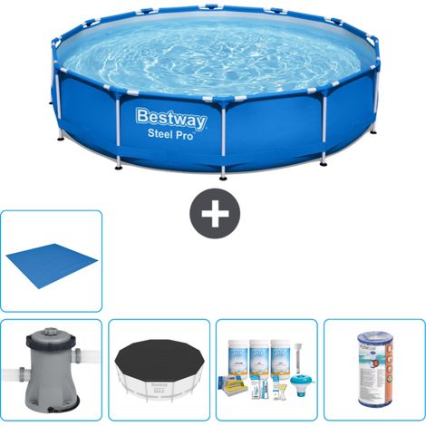 Piscine Bestway Ronde Steel Pro - 366 x 76 cm - Bleue - Comprend des Accessoires CB11 (1/5)