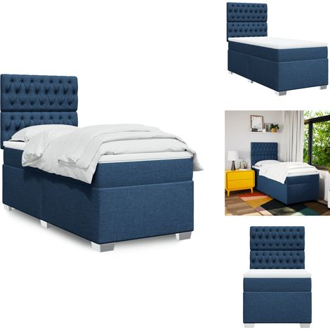 Boxspringbett mit Matratze Blau 100x200 cm Stoff - Boxspringbett - Doppelbett - Schlafraum - Blau - Bettsofa (1/5)
