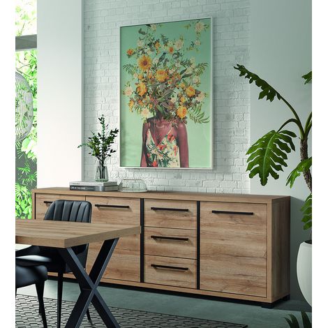 Buffet/bahut contemporain 240 cm chêne arizona Rocco (1/5)
